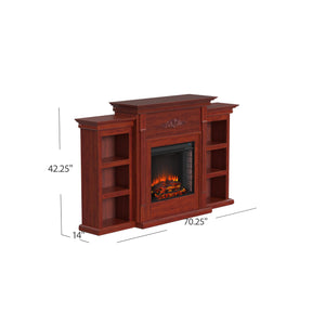 Handsome bookcase fireplace with striking woodwork details Image 10