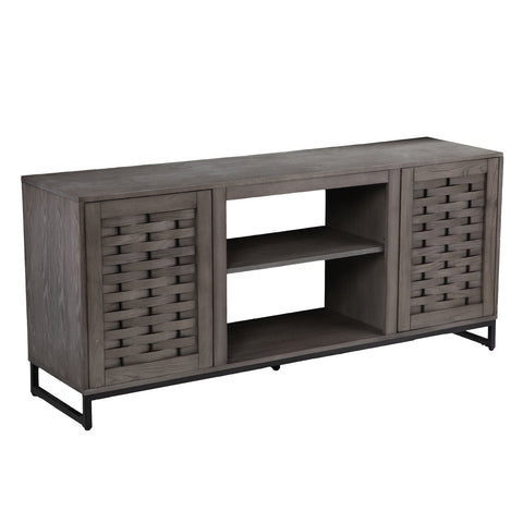 Image of Gray TV stand with media storage Image 5