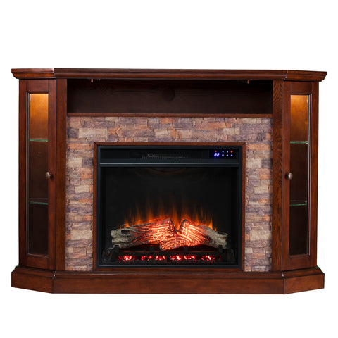 Image of Electric firepace with touch screen and faux stone surround Image 5
