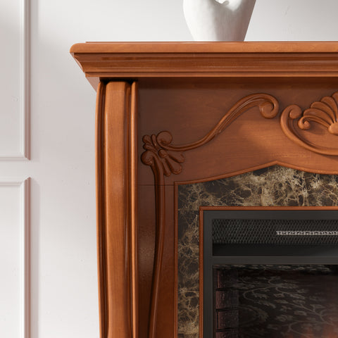 Image of Touch screen electric fireplace with traditional mantel Image 3