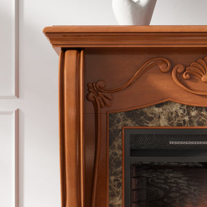 Touch screen electric fireplace with traditional mantel Image 3