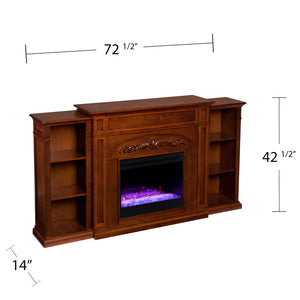 Handsome bookcase fireplace w/ striking woodwork details Image 8