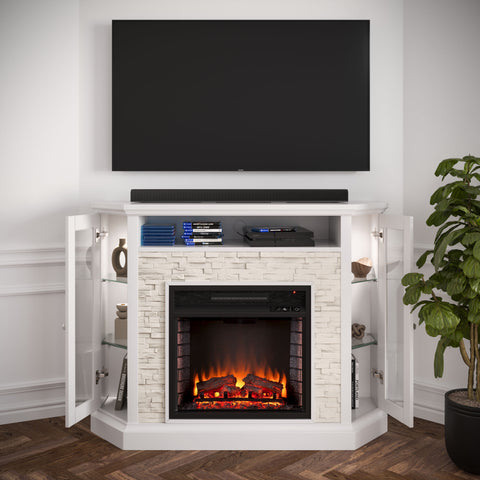 Image of Electric firepace with faux stone surround Image 4