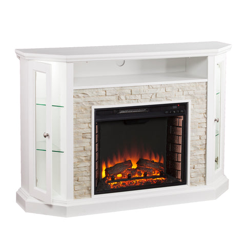 Image of Electric firepace with faux stone surround Image 5