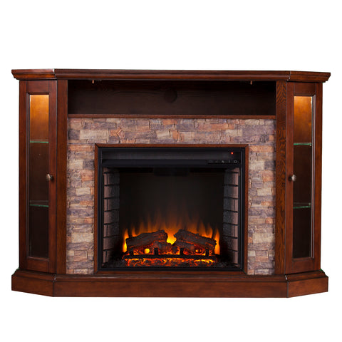 Image of Electric firepace with faux stone surround Image 6