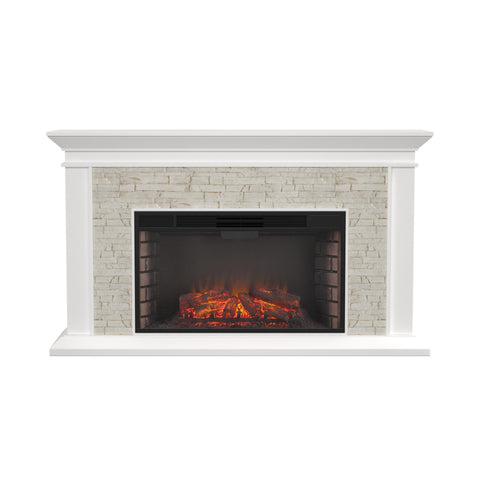 Image of Faux stone electric fireplace with 33" wide firebox Image 3