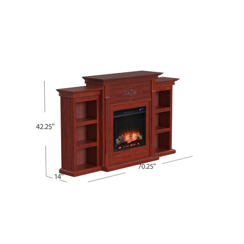 Image of Handsome bookcase fireplace with striking woodwork details Image 9
