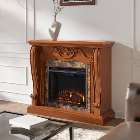 Image of Electric fireplace with traditional mantel Image 1