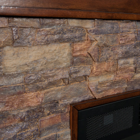 Image of Faux stone electric fireplace with 33" wide firebox Image 8