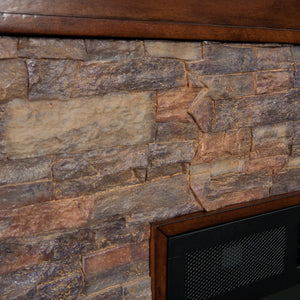 Faux stone electric fireplace with 33" wide firebox Image 8
