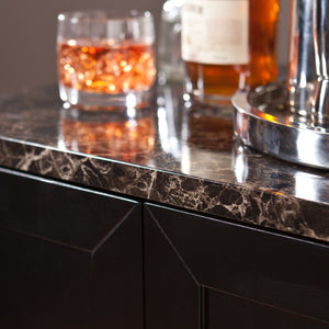 Double-door wine bar w/ faux marble countertop Image 2