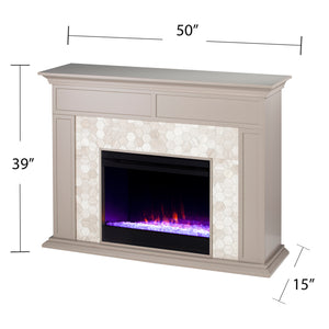 Fireplace mantel w/ authentic marble surround in eye-catching hexagon layout Image 10