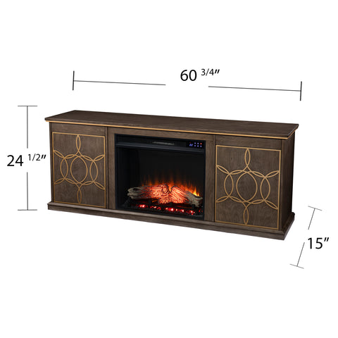 Image of Low-profile media console w/ electric fireplace Image 7