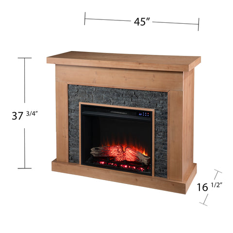 Image of Touch screen electric fireplace w/ faux stone surround Image 8