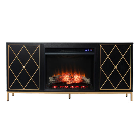 Image of Electric media fireplace w/ modern gold accents Image 8
