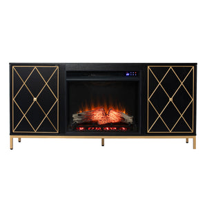 Electric media fireplace w/ modern gold accents Image 8
