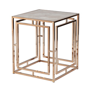 Square side table with faux marble top Image 4