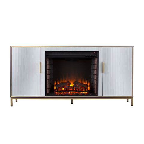 Image of Modern electric fireplace w/ media storage Image 4