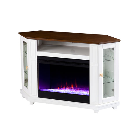 Image of Two-tone color changing fireplace w/ media storage Image 5