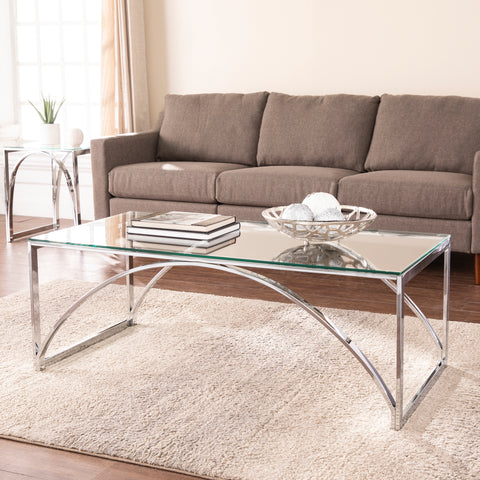 Image of Rectangular coffee table w/ glass top Image 1