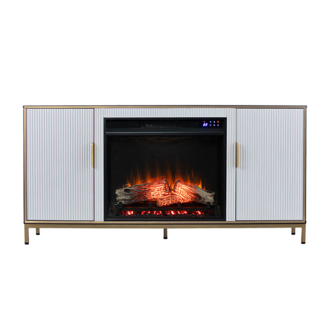 Image of Modern electric fireplace w/ media storage Image 6