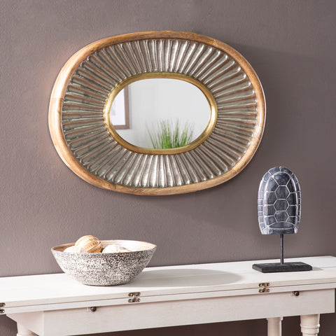 Image of Oval mirror w/ handcrafted frame Image 1