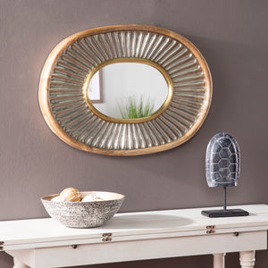 Oval mirror w/ handcrafted frame Image 1