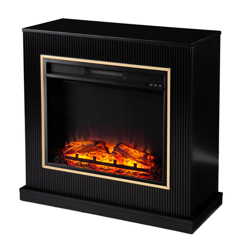 Image of Modern electric fireplace w/ gold trim Image 5