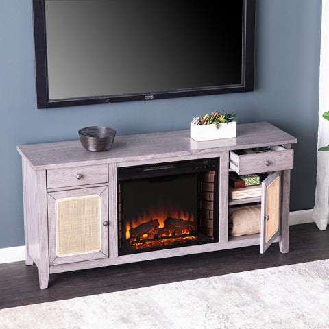 Image of Fireplace media console w/ storage Image 2