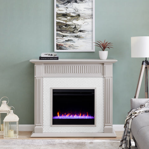 Image of Fireplace mantel w/ ceramic tile surround Image 3