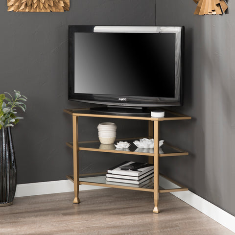 Image of TV stand accommodates a flat screen TV up to 33.25" W overall Image 1