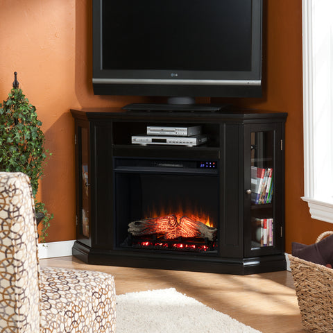 Image of Electric fireplace curio cabinet w/ corner convenient functionality Image 3