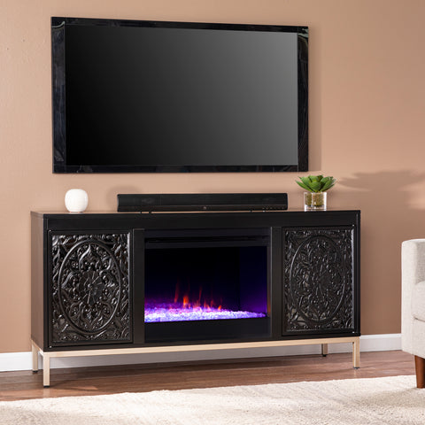 Image of Low-profile media console w/ color changing fireplace Image 1