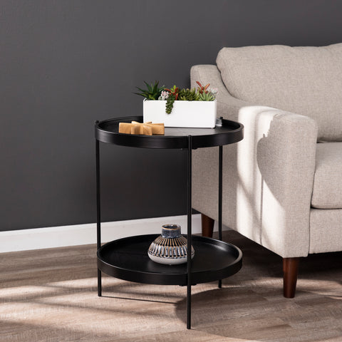 Image of Round side table w/ storage Image 1
