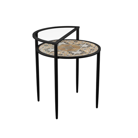 Outdoor side table with tiered glass shelf Image 9