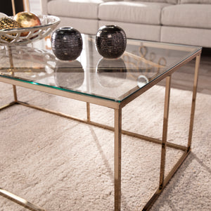 Nicholance Contemporary Glass-Top Cocktail Table