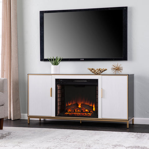 Image of Modern electric fireplace w/ media storage Image 1