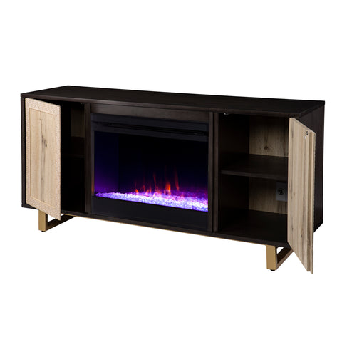 Image of Color changing electric fireplace w/ media storage Image 7