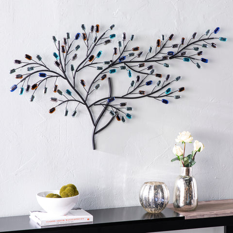 Tree-inspired wall décor with multicolor glass accents Image 3