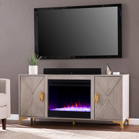 Image of Color changing fireplace console w/ storage Image 1