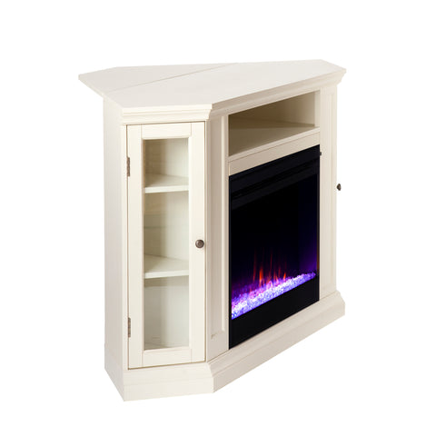 Image of Corner convertible media fireplace w/ color changing flames Image 9