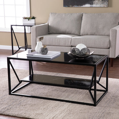 Image of Rectangular coffee table with glass top Image 1