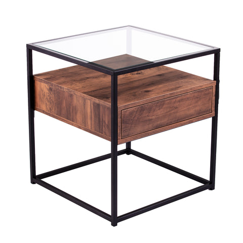 Image of Industrial side table w/ glass top Image 4