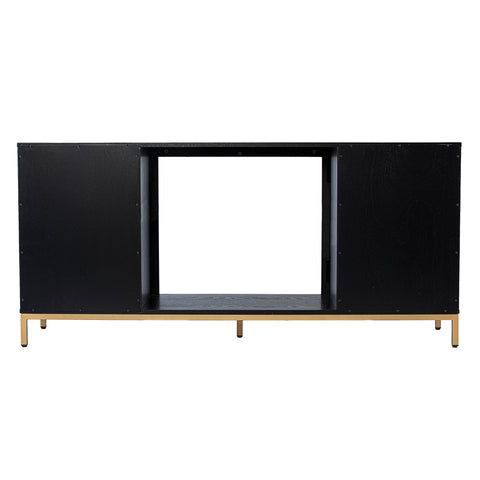 Image of Electric media fireplace w/ modern gold accents Image 7
