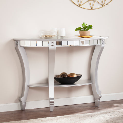 Image of Mirrored console table w/ display storage Image 1