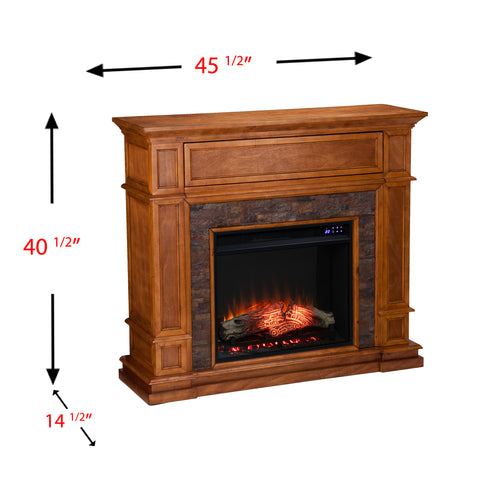 Image of Electric fireplace w/ faux river stone surround Image 6