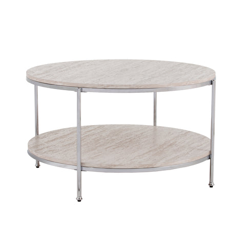 Image of Silas Round Faux Stone Cocktail Table
