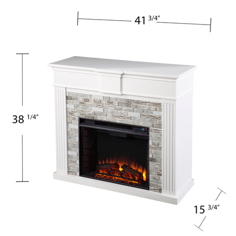 Image of Classic electric fireplace w/ modern faux stone surround Image 8