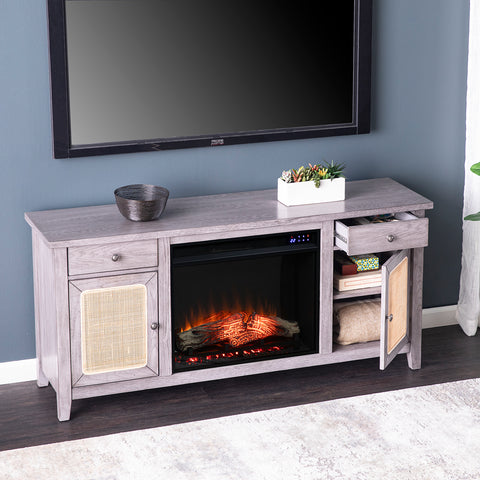 Image of Fireplace media console w/ storage Image 2