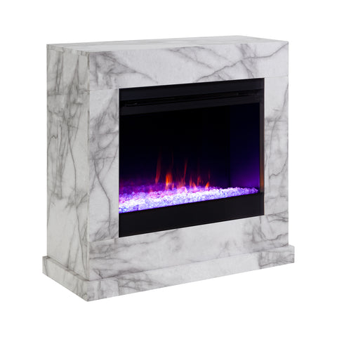 Image of Faux marble fireplace mantel w/ color changing firebox Image 5